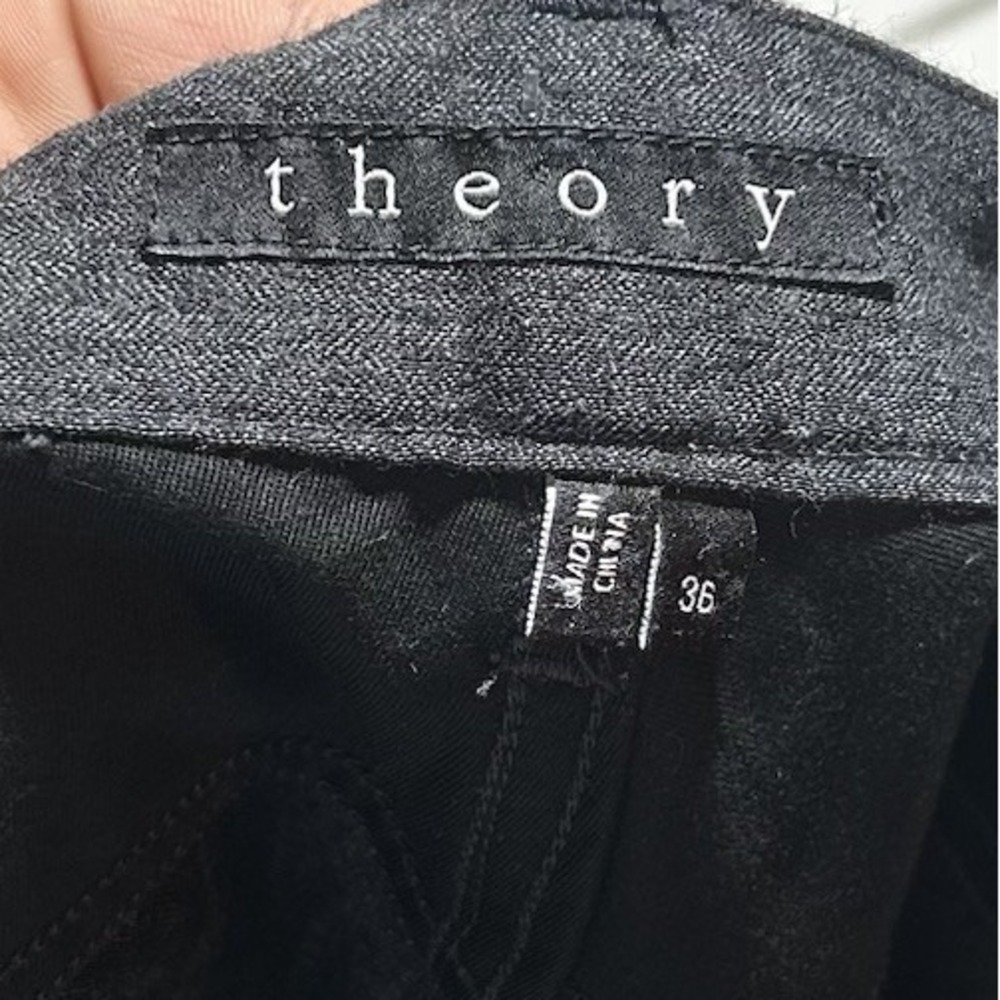 Theory Pants Chino Men Gray 100% Wool Flat Front Straight Leg SZ 36 X 28.5 - Picture 2 of 6